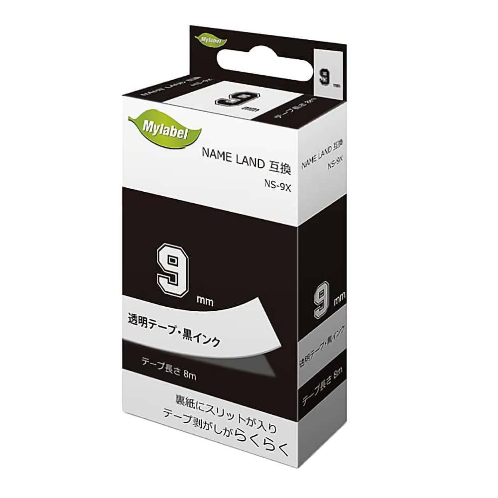 カシオ CASIO ネームランド ネームランド XR-9X 透明テープ 透明ラベル 黒文字 9mm幅 長さ8m  互換テープカートリッジ